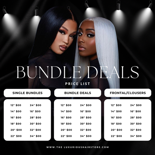 Hair bundle deals price list Instagram post Canva template